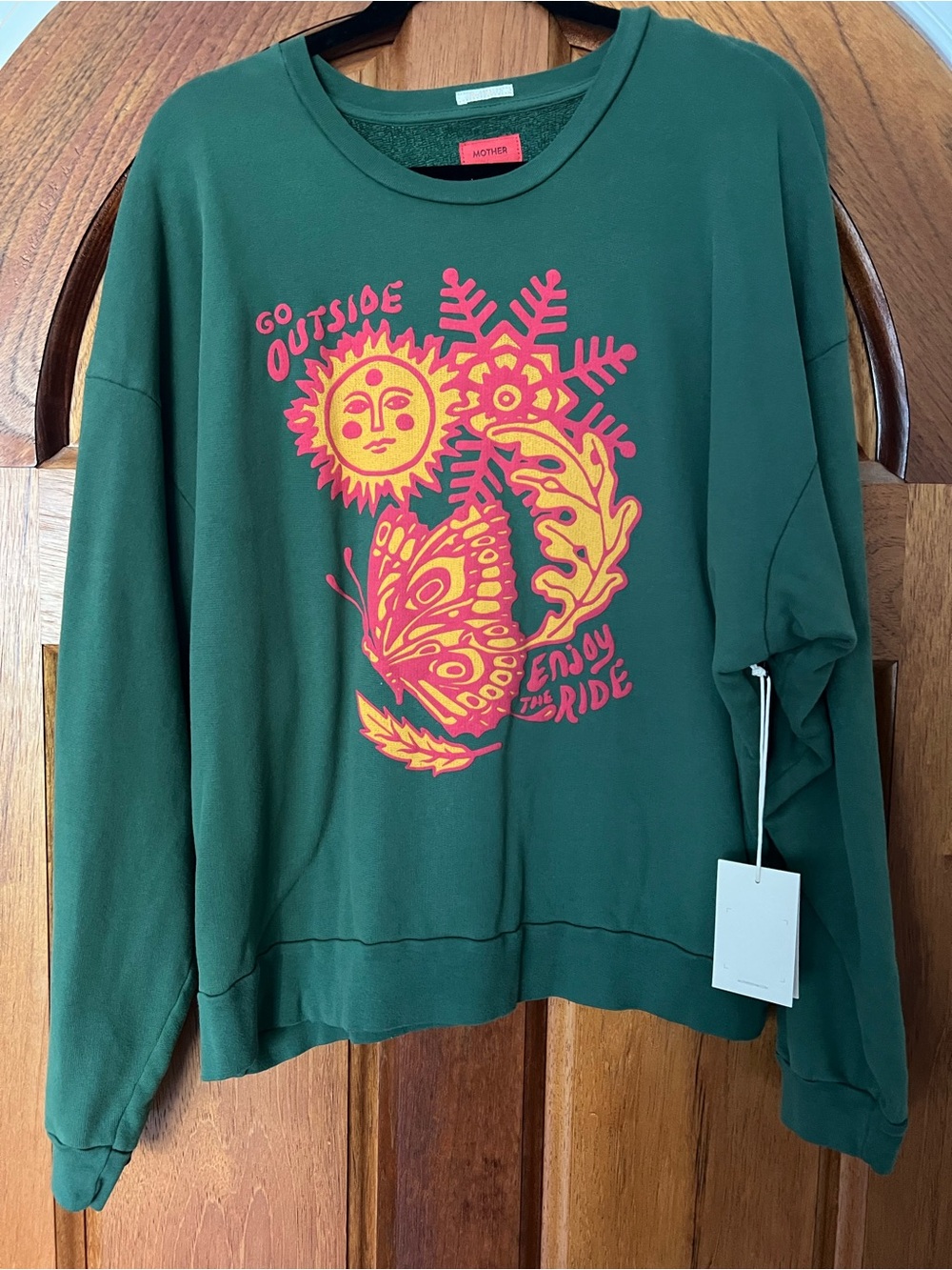 MOTHER The Drop Square Sweatshirt in Go Outside Size XL NWT RT $198